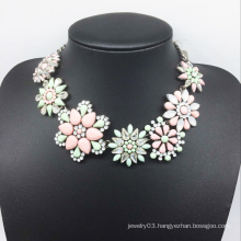 Resin Stone Big Flower Colorful Diamond Necklace (XJW13775)
